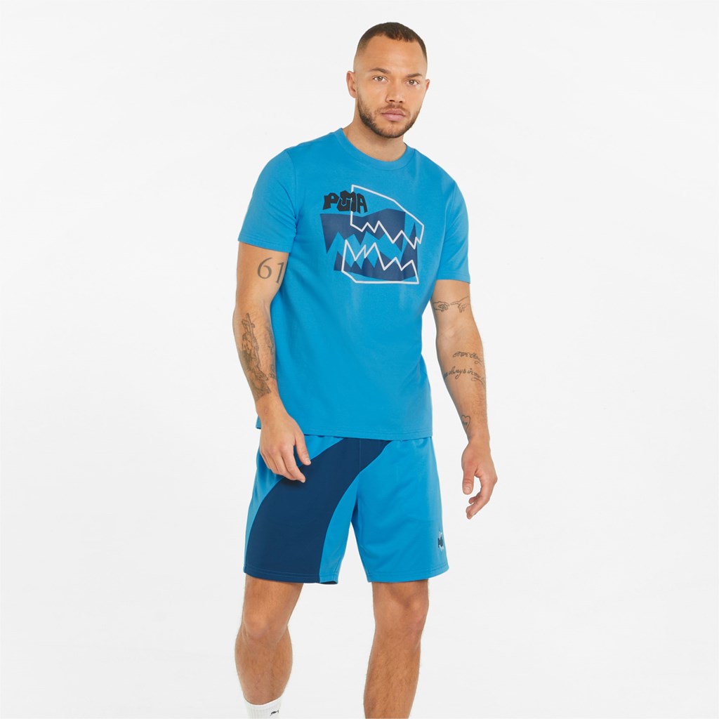 Puma 4th Quarter Basketball Løbe T-shirt Herre Bleu Azur | 138274FKD