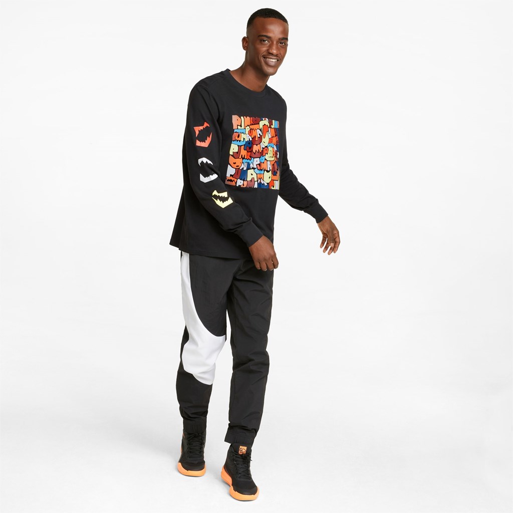 Puma 4th Quarter Long Sleeve Løbe T-shirt Herre Sort | 769453VZM