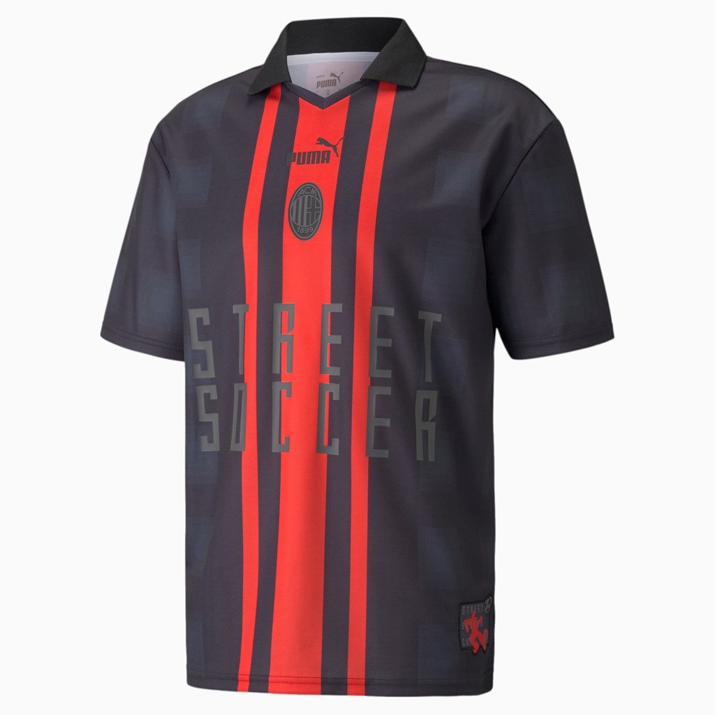 Puma ACM Street Soccer Jersey Herre Sort Rød | 724501HZW