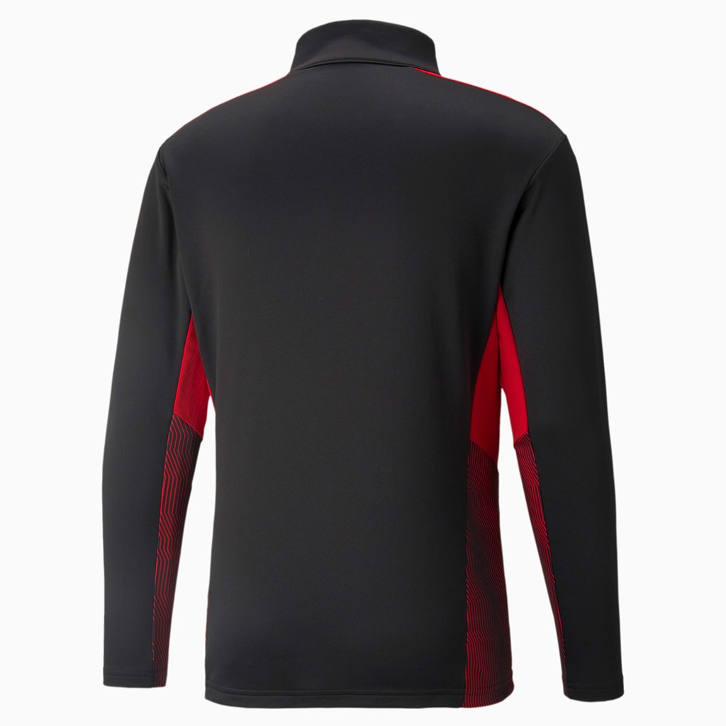 Puma AC Milan Trænings Quarter-Zip Soccer Løbe T-shirt Herre Sort Rød | 238154YXA