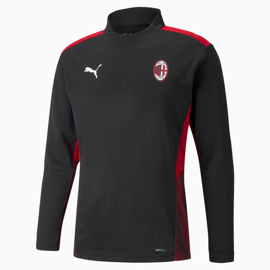 Puma AC Milan Trænings Quarter-Zip Soccer Løbe T-shirt Herre Sort Rød | 238154YXA