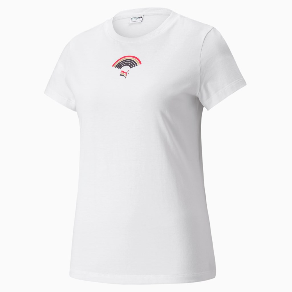 Puma AS Graphic Løbe T-shirt Dame Hvide | 201867DKB