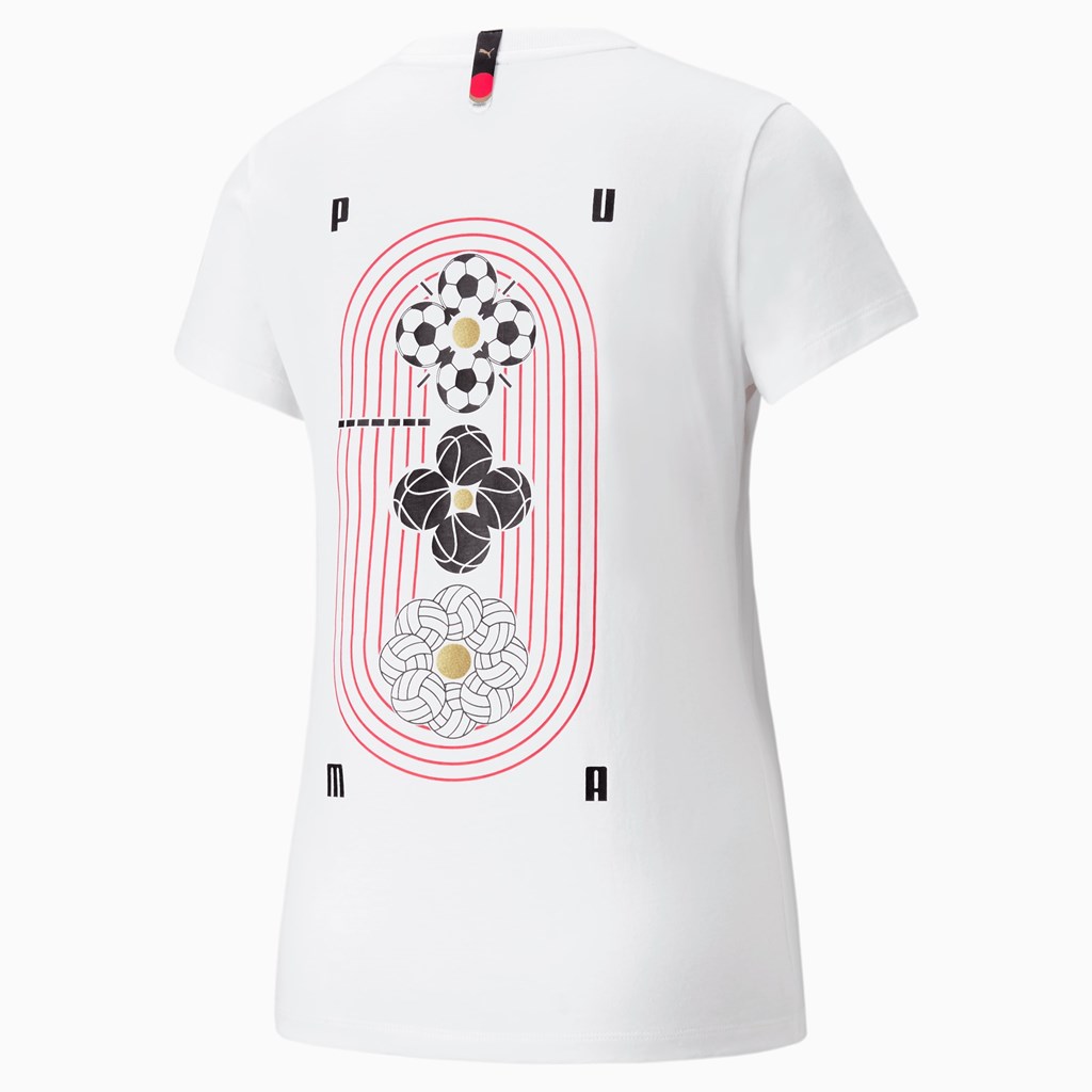 Puma AS Graphic Løbe T-shirt Dame Hvide | 201867DKB