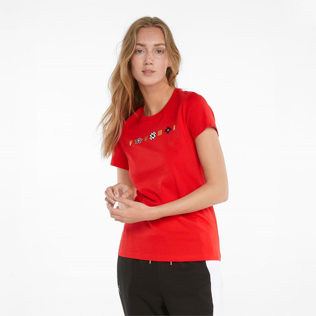 Puma AS Graphic Løbe T-shirt Dame Rød | 730524GBS