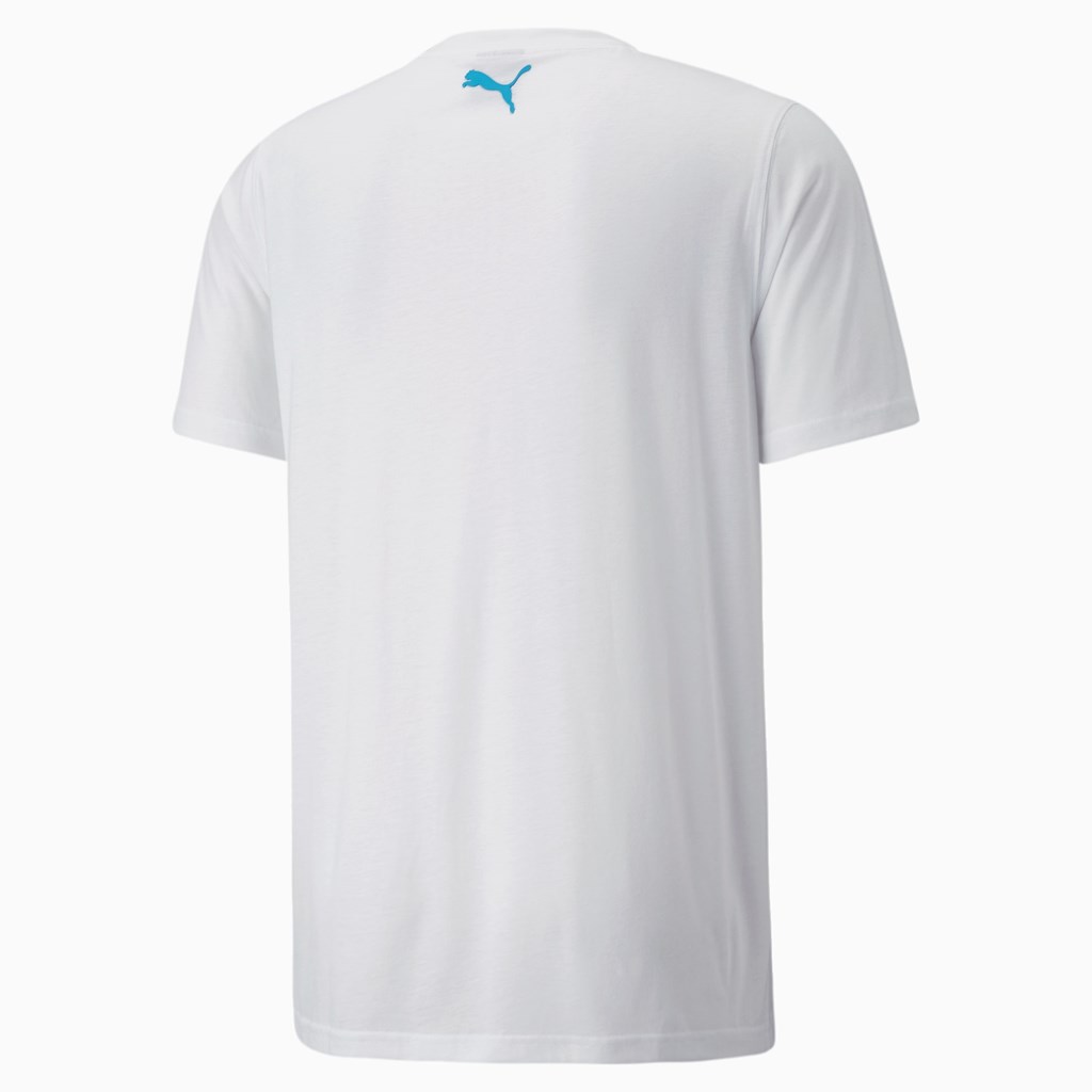 Puma All Tournament Basketball Løbe T-shirt Herre Hvide Blå | 157034NZD