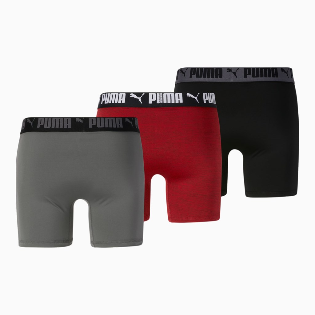 Puma Atletiske Boxer Briefs [3 Pack] Briefs Herre Rød Grå | 524789TGA