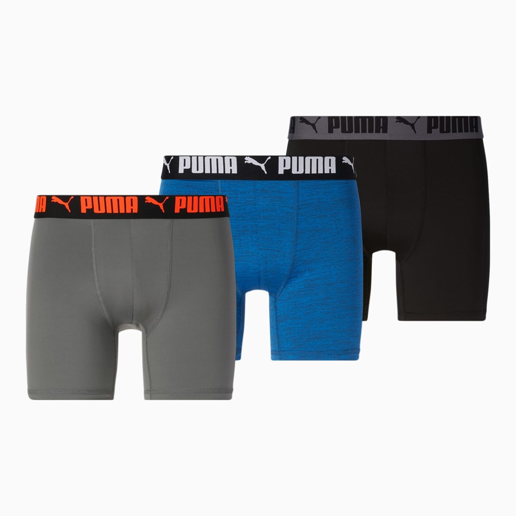 Puma Atletiske Boxer Briefs [3 Pack] Briefs Herre Blå Grå | 574698IQG