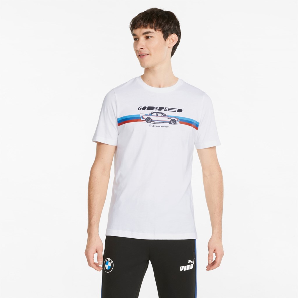 Puma BMW M Motorsport Car Graphic Løbe T-shirt Herre Hvide | 976105HMI