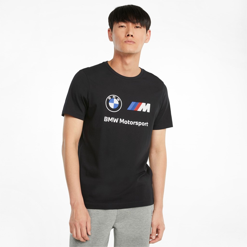 Puma BMW M Motorsport Essentials Logo Løbe T-shirt Herre Sort | 350967EXZ