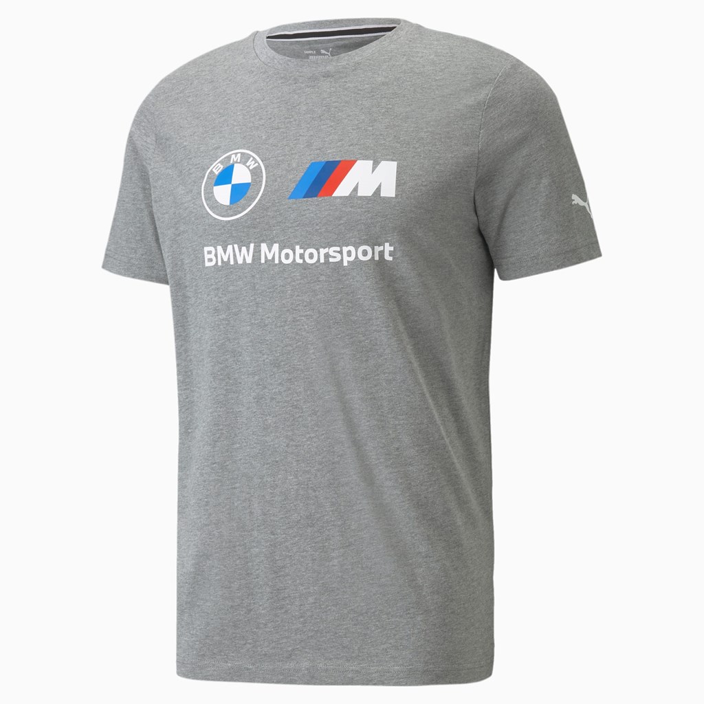 Puma BMW M Motorsport Essentials Logo Løbe T-shirt Herre Medium Gray Heather | 384765RBK