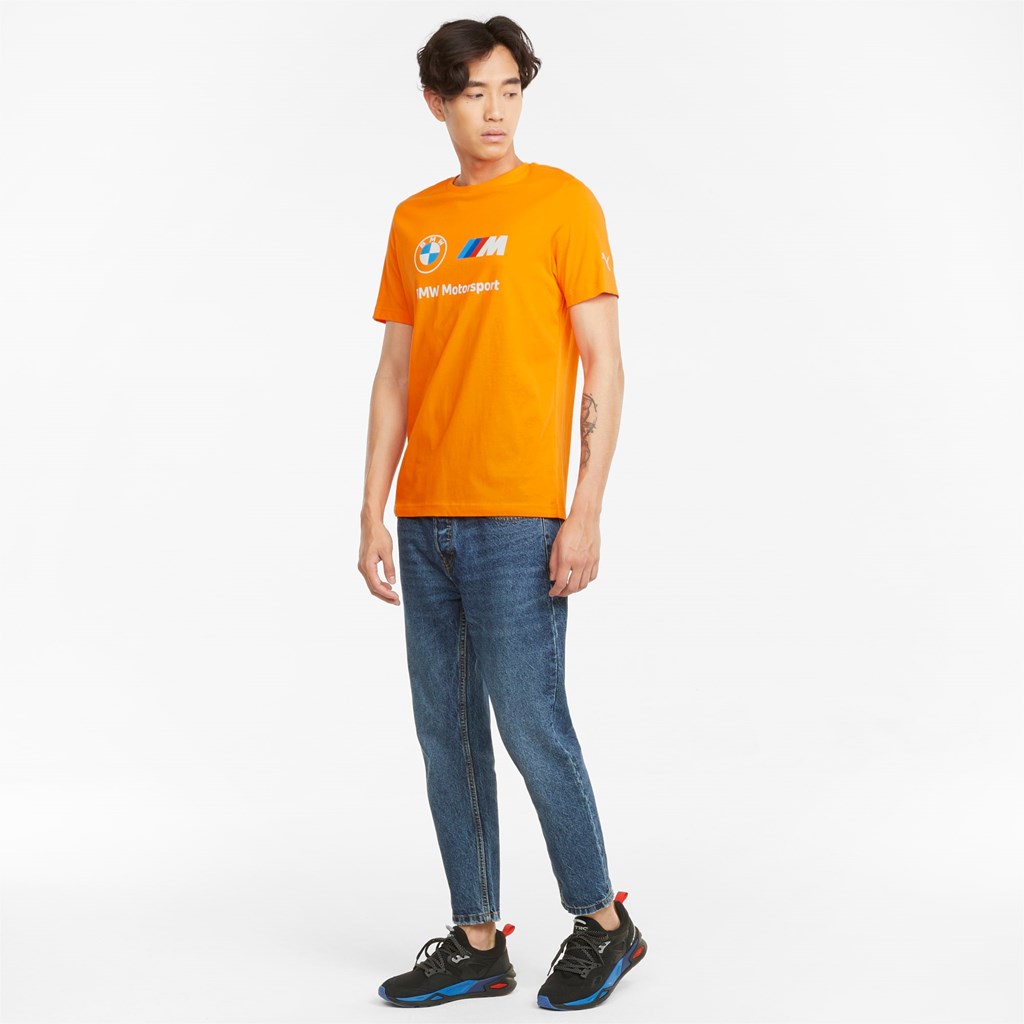 Puma BMW M Motorsport Essentials Logo Løbe T-shirt Herre Orange | 435021VPG