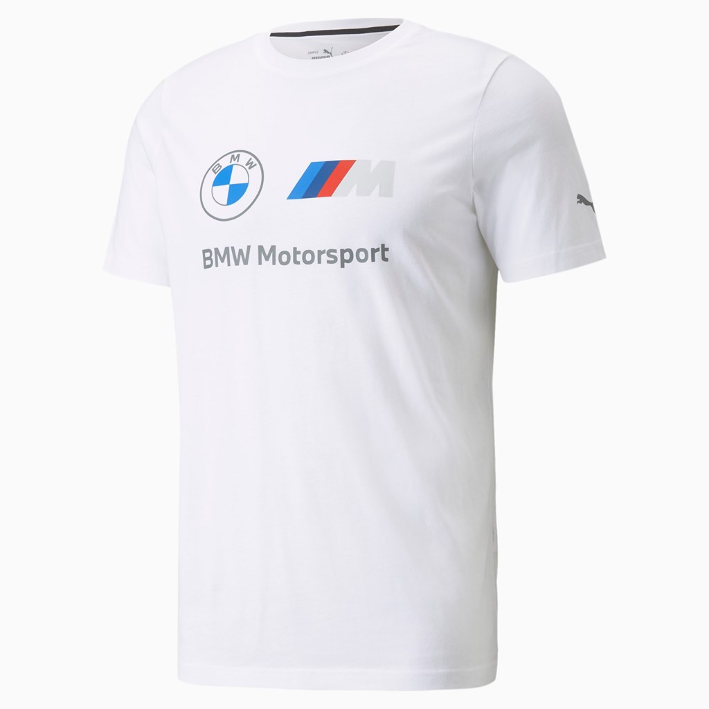 Puma BMW M Motorsport Essentials Logo Løbe T-shirt Herre Hvide | 478160PSD