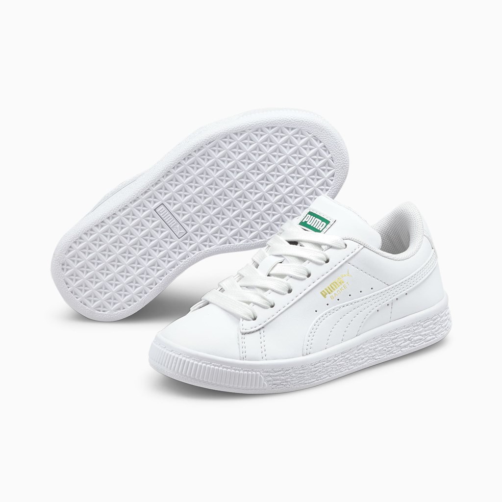 Puma Basket Classic XXI Little Sneakers Pige Hvide Hvide | 387105NKG