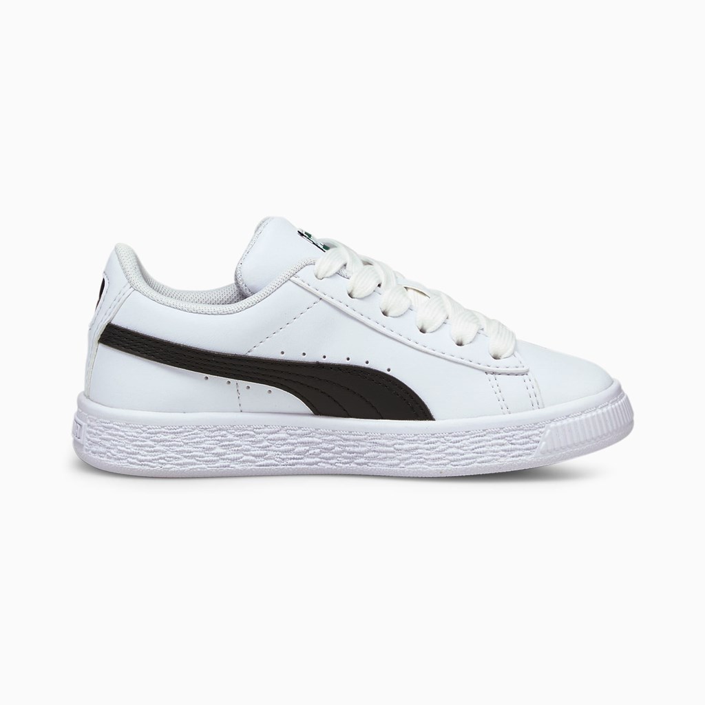 Puma Basket Classic XXI Little Sneakers Drenge Hvide Sort | 472106UVK