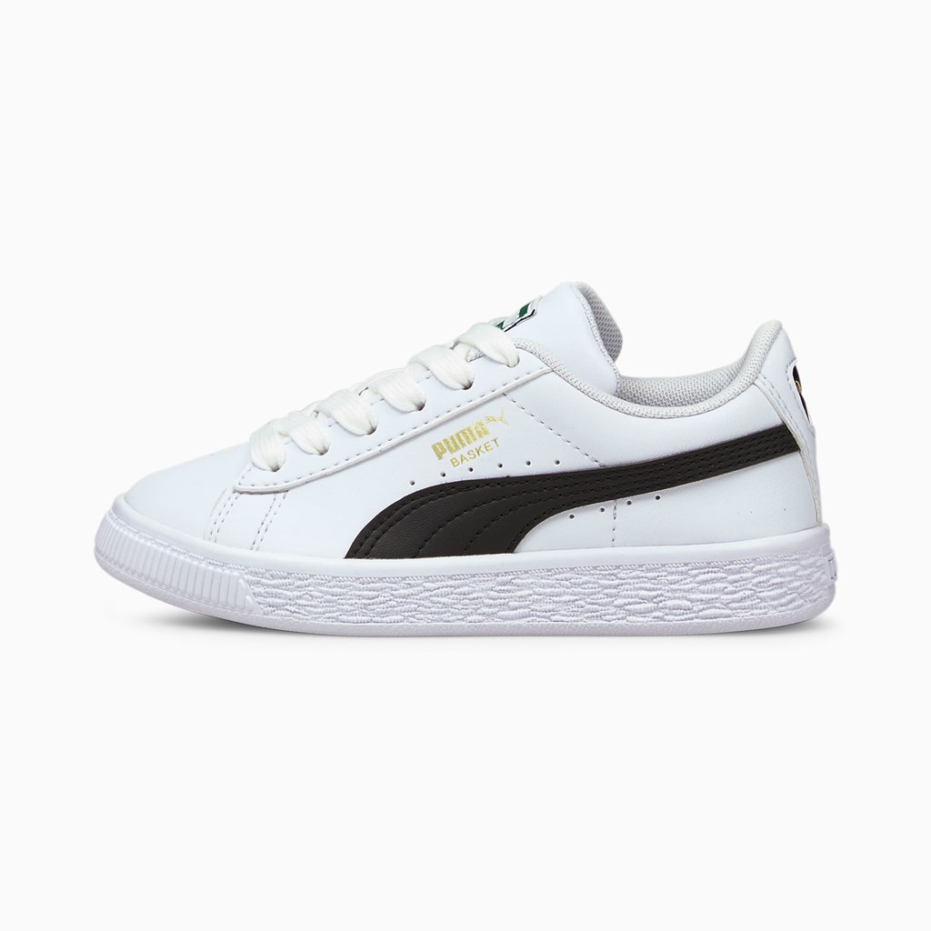 Puma Basket Classic XXI Little Sneakers Drenge Hvide Sort | 472106UVK