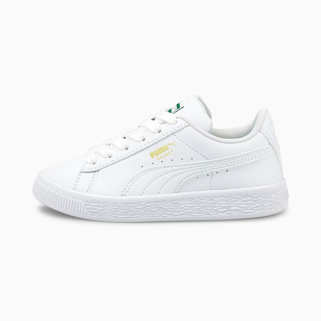 Puma Basket Classic XXI Little Sneakers Drenge Hvide Hvide | 876430VGR