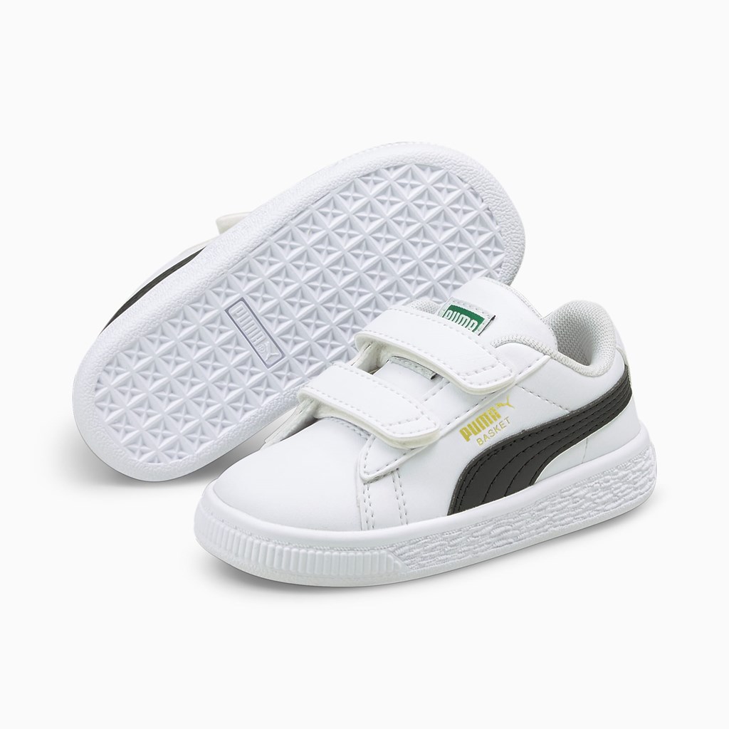 Puma Basket Classic XXI Toddler Sneakers Drenge Hvide Sort | 348759CMF