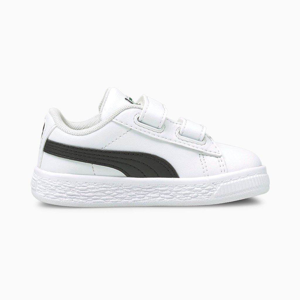 Puma Basket Classic XXI Toddler Sneakers Drenge Hvide Sort | 348759CMF