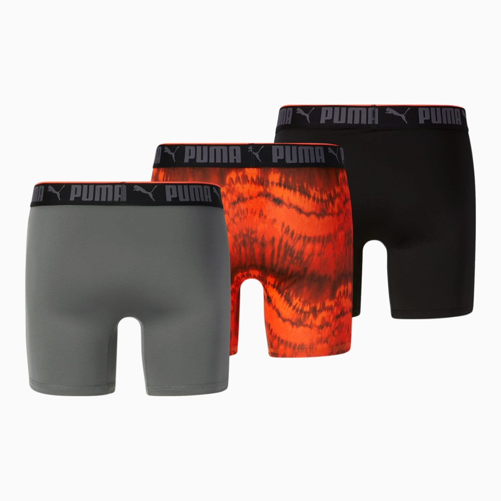 Puma Boxer Briefs [3 Pack] Briefs Herre Orange Sort | 491367DGZ