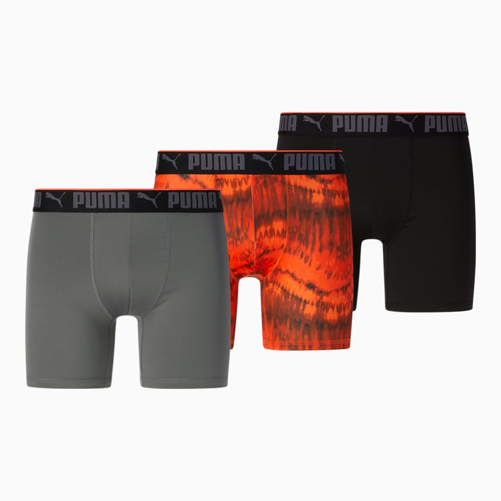 Puma Boxer Briefs [3 Pack] Briefs Herre Orange Sort | 491367DGZ