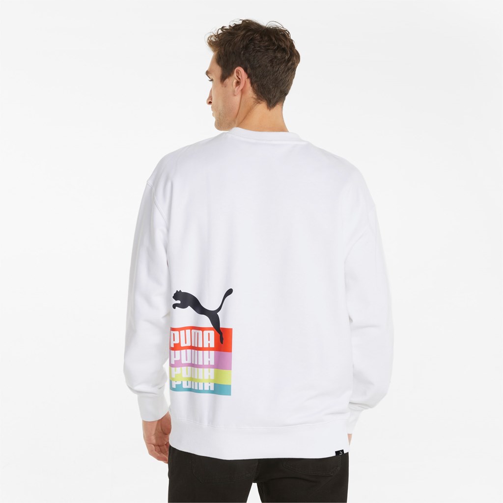 Puma Brand Love Multiple Crew Sweatshirt Herre Hvide | IF4321089