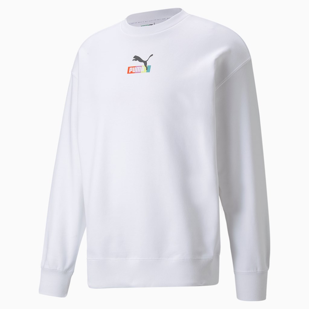 Puma Brand Love Multiple Crew Sweatshirt Herre Hvide | IF4321089