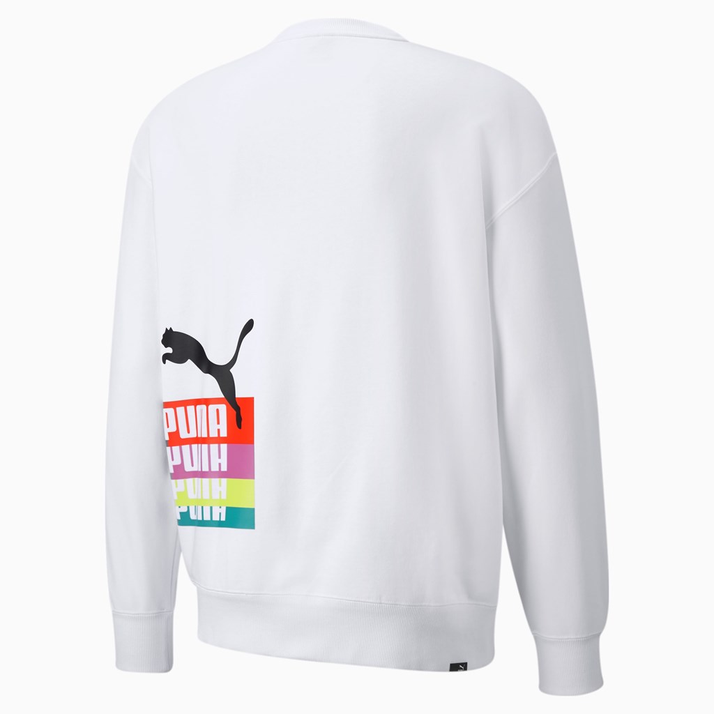 Puma Brand Love Multiple Crew Sweatshirt Herre Hvide | IF4321089