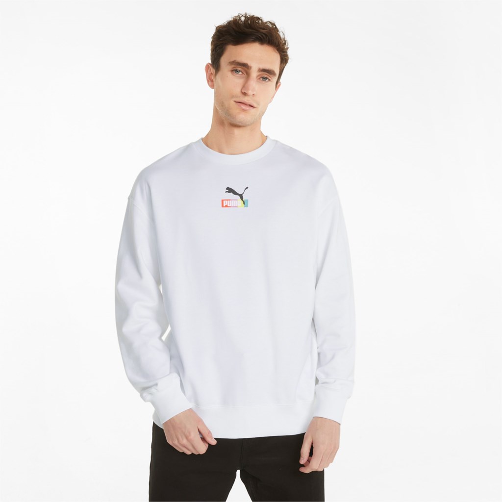 Puma Brand Love Multiple Crew Sweatshirt Herre Hvide | IF4321089