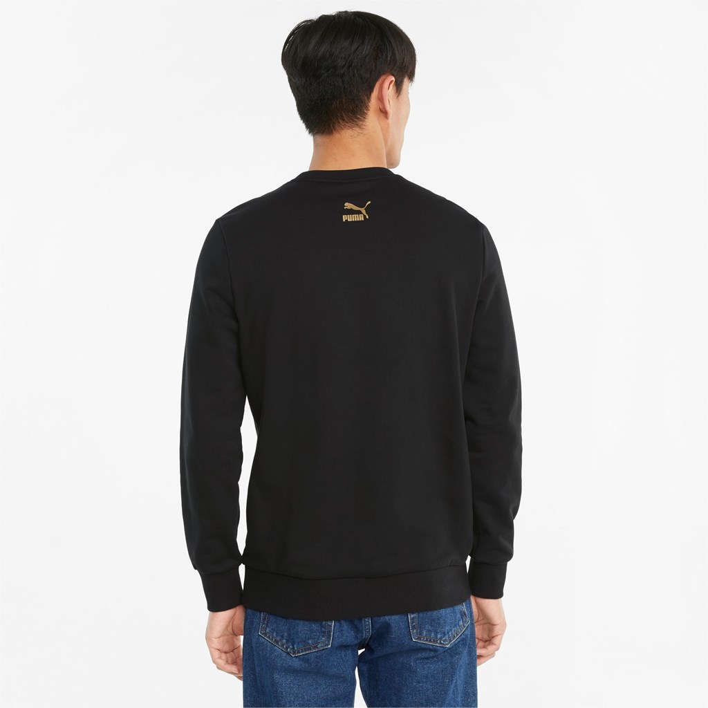 Puma CG Graphic French Terry Crew Neck Sweatshirt Herre Sort Guld | HG4168270