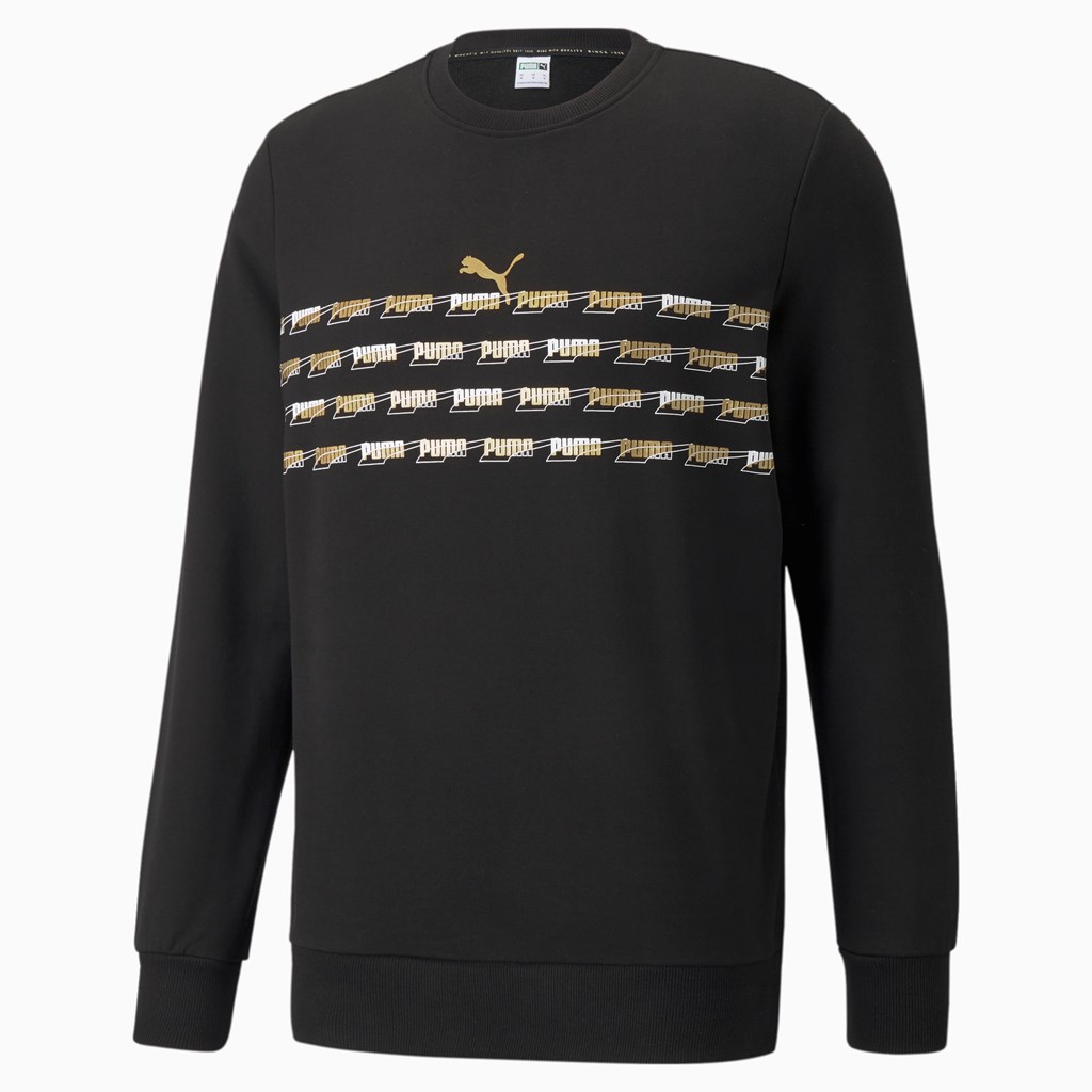 Puma CG Graphic French Terry Crew Neck Sweatshirt Herre Sort Guld | HG4168270