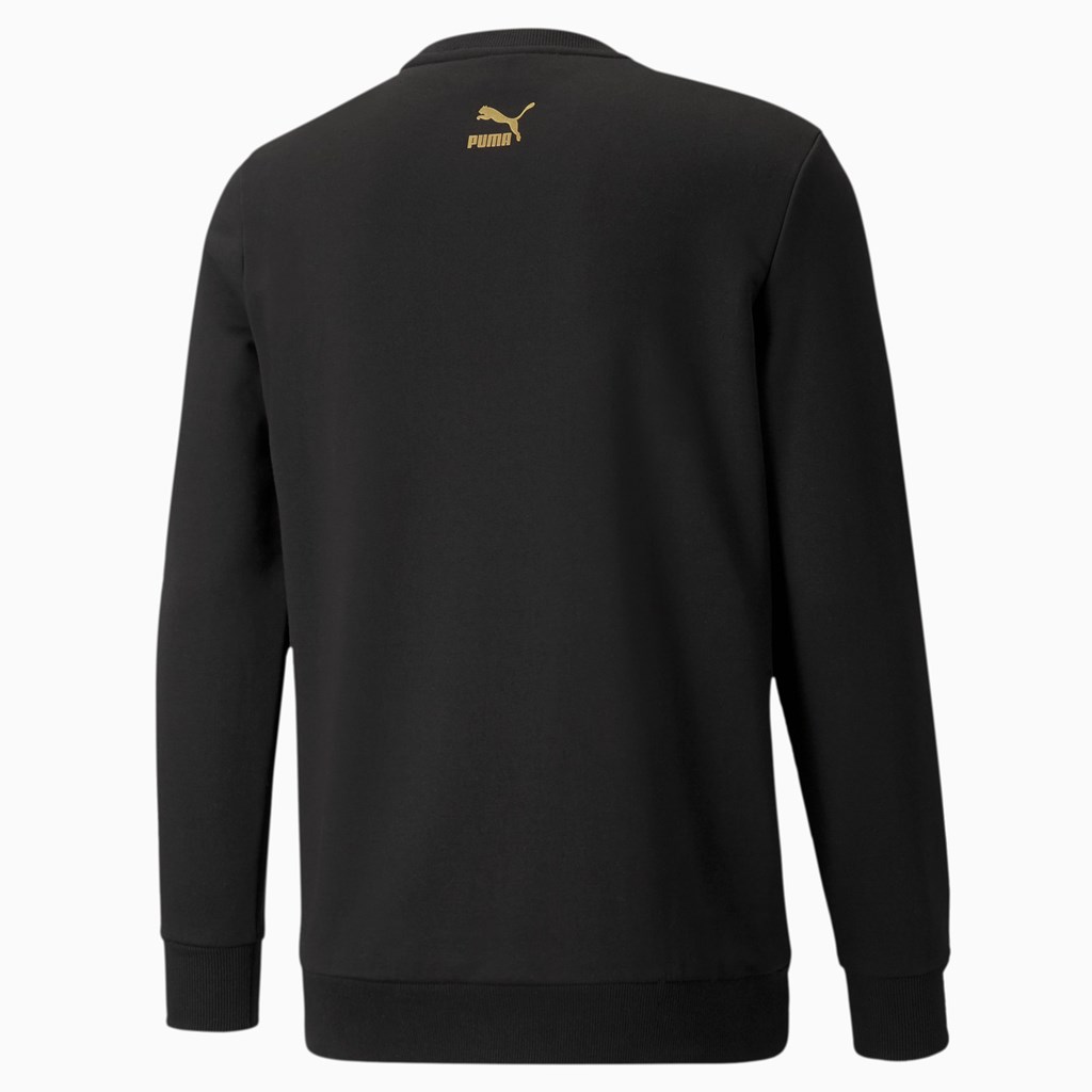 Puma CG Graphic French Terry Crew Neck Sweatshirt Herre Sort Guld | HG4168270