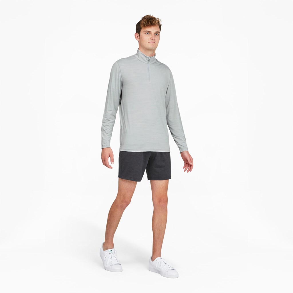 Puma CLOUDSPUN GRYLBL Golf 1/4 Zip Løbe T-shirt Herre High Rise Heather | 715269GVO