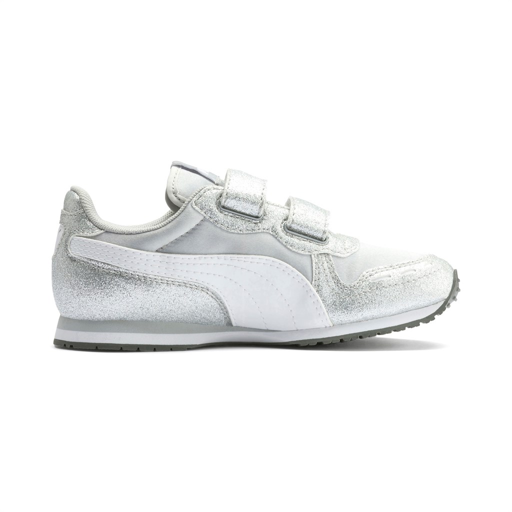 Puma Cabana Racer Glitz Ac Ps Sneakers Pige Sølv Hvide | ON1942075