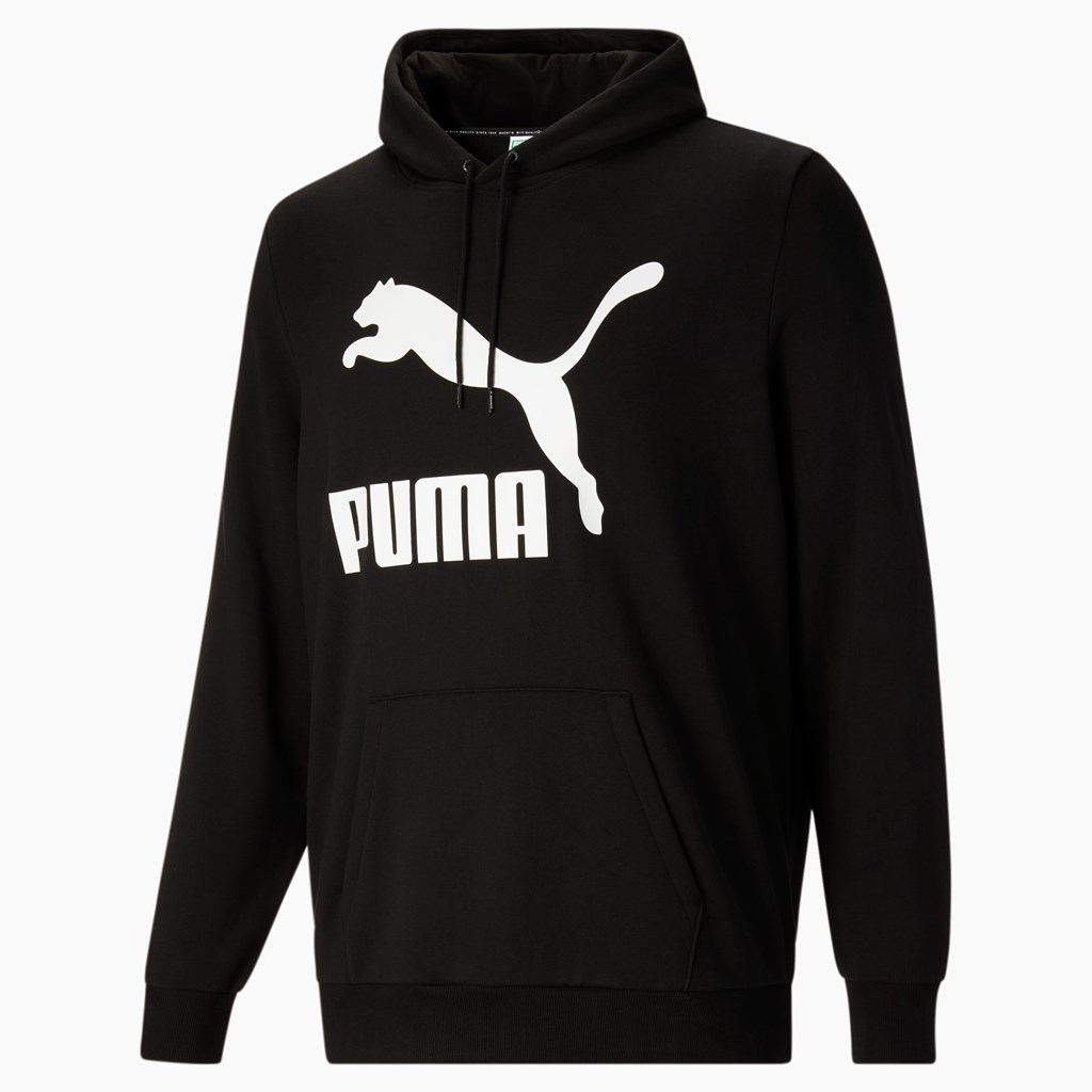 Puma Classic Logo Hoodie FL BT Hættetrøje Herre Sort Hvide | 614035DMW