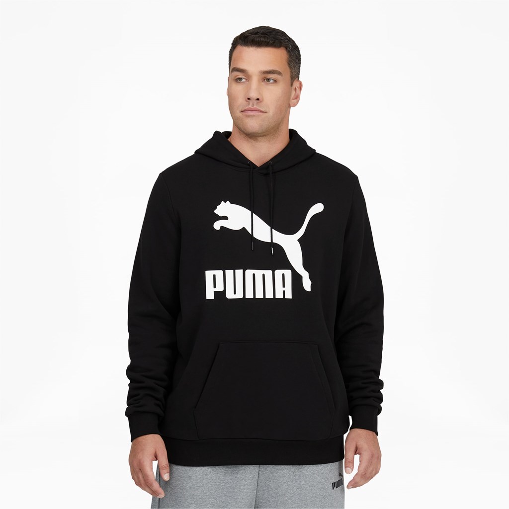 Puma Classic Logo Hoodie FL BT Hættetrøje Herre Sort Hvide | 614035DMW