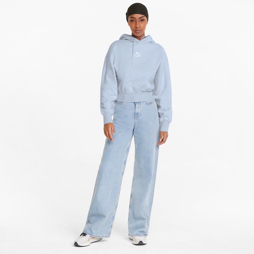 Puma Classics Cropped Hættetrøje Dame Arctic Ice | 617490QSR