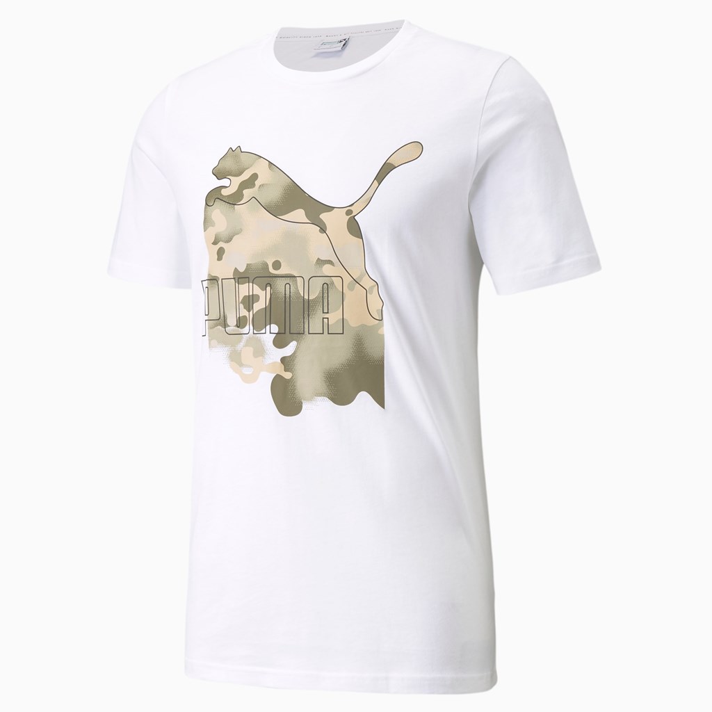 Puma Classics Graphics Løbe T-shirt Herre Hvide | 206873QLK