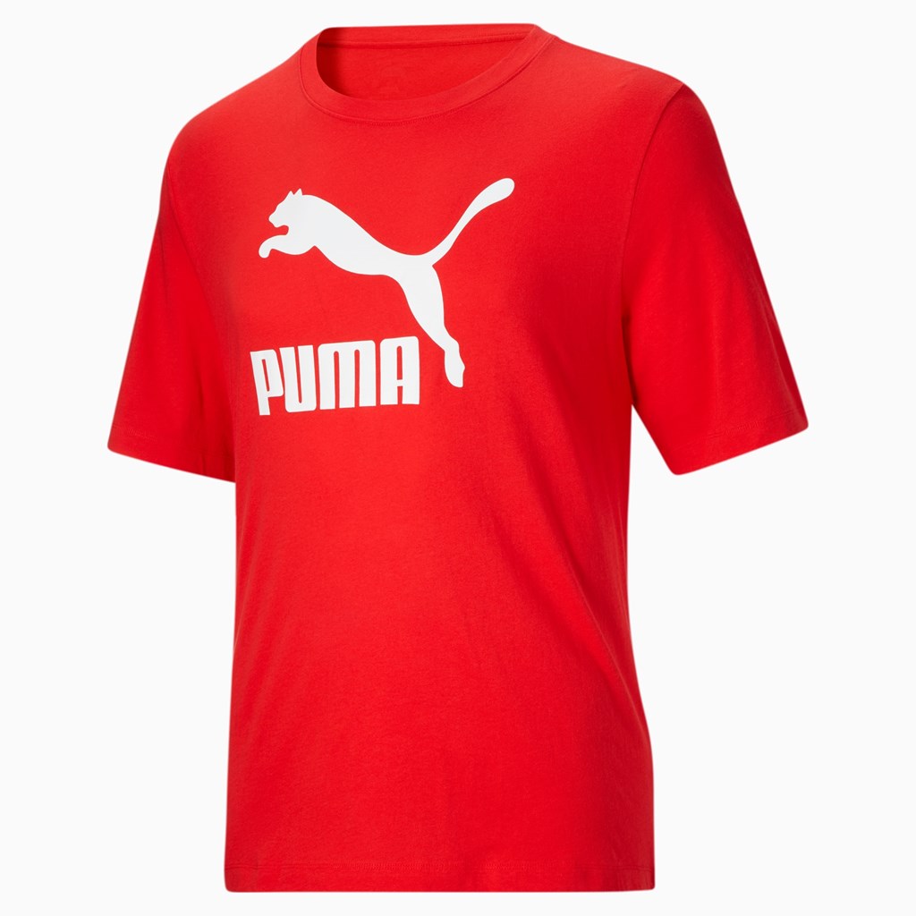 Puma Classics Logo BT Løbe T-shirt Herre Rød Hvide | 046291MZX