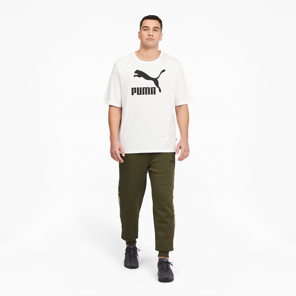 Puma Classics Logo BT Løbe T-shirt Herre Hvide Sort | 127306CFQ