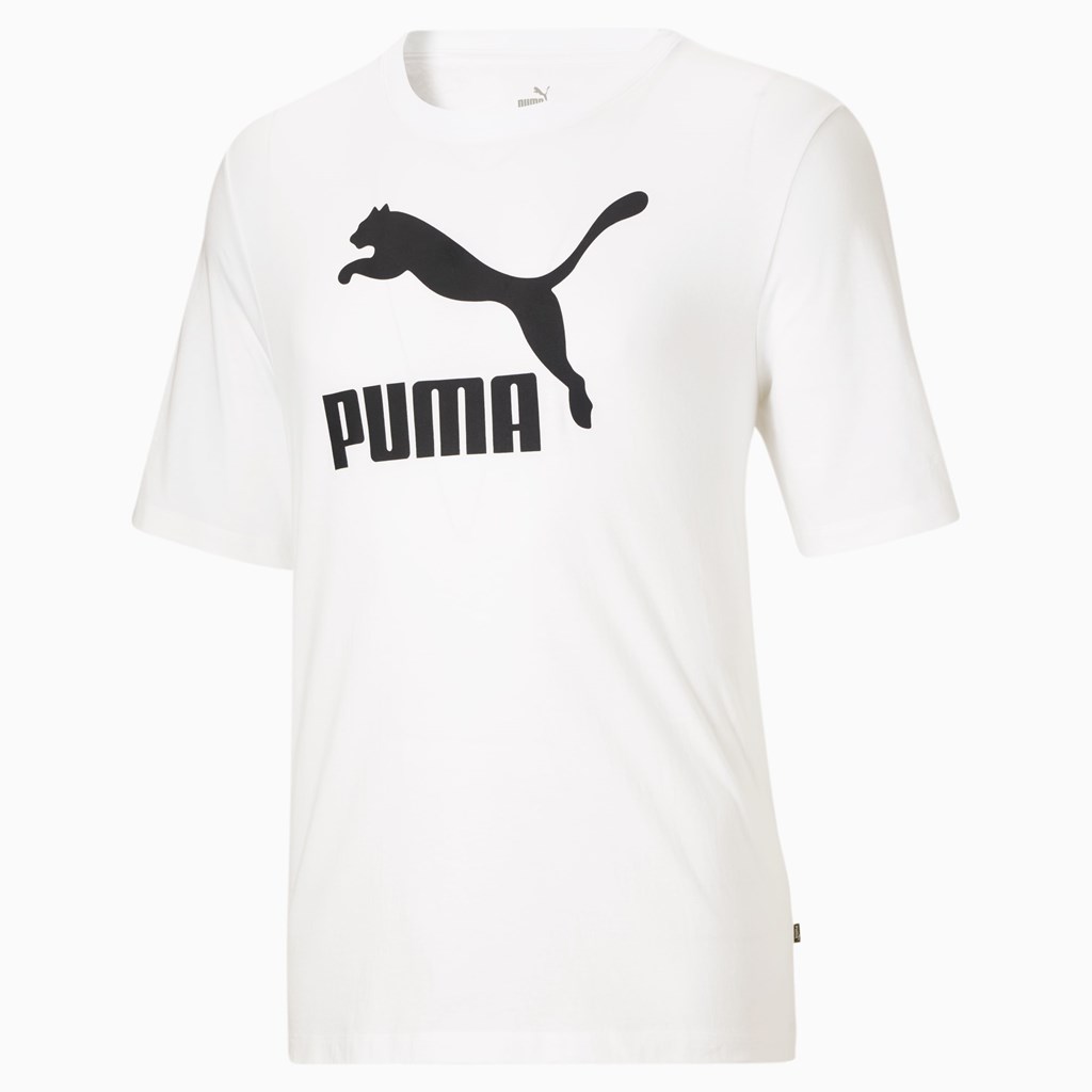 Puma Classics Logo BT Løbe T-shirt Herre Hvide Sort | 127306CFQ