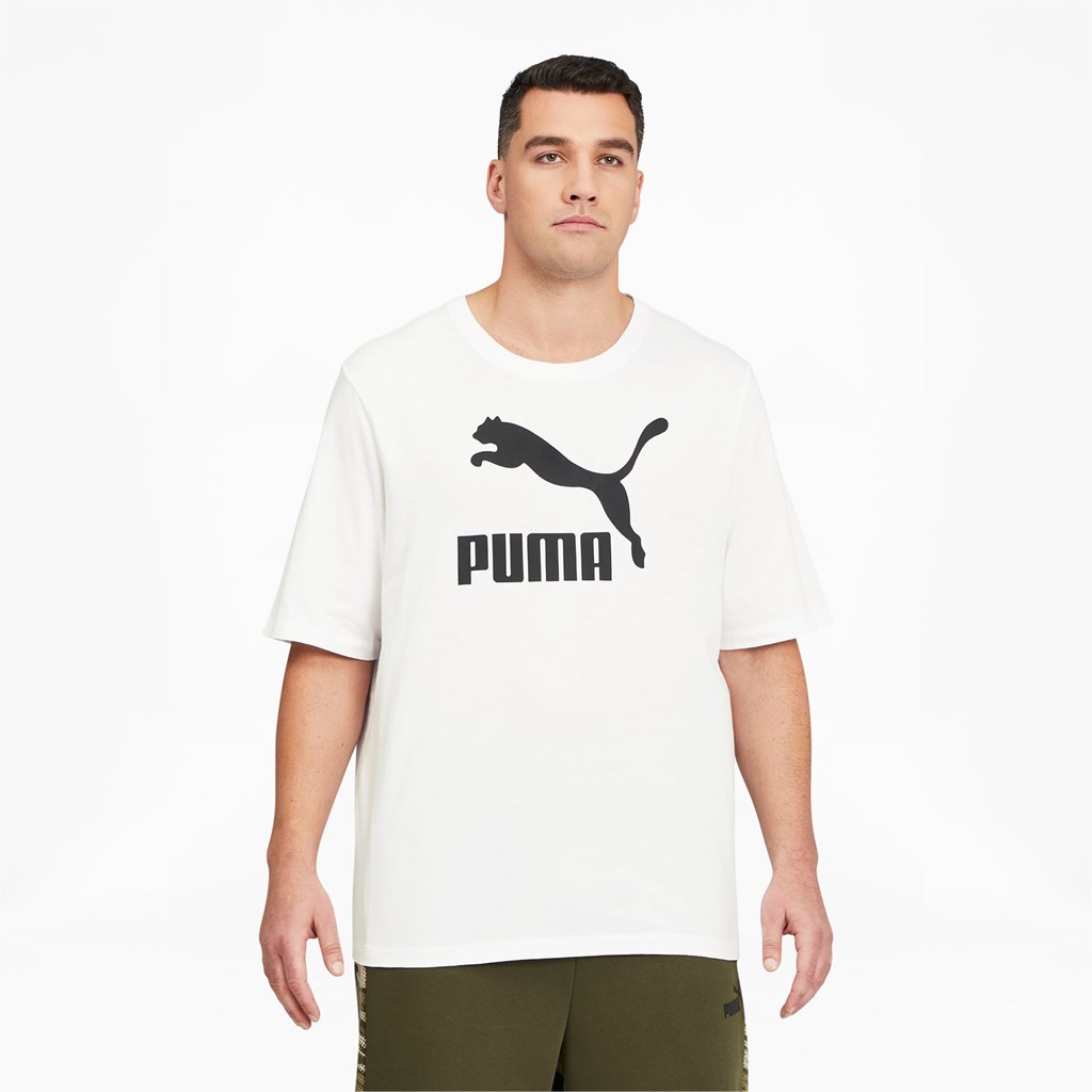 Puma Classics Logo BT Løbe T-shirt Herre Hvide Sort | 127306CFQ