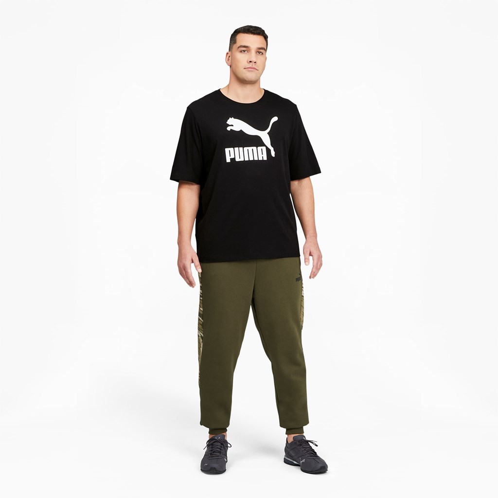 Puma Classics Logo BT Løbe T-shirt Herre Sort Hvide | 532491SAH