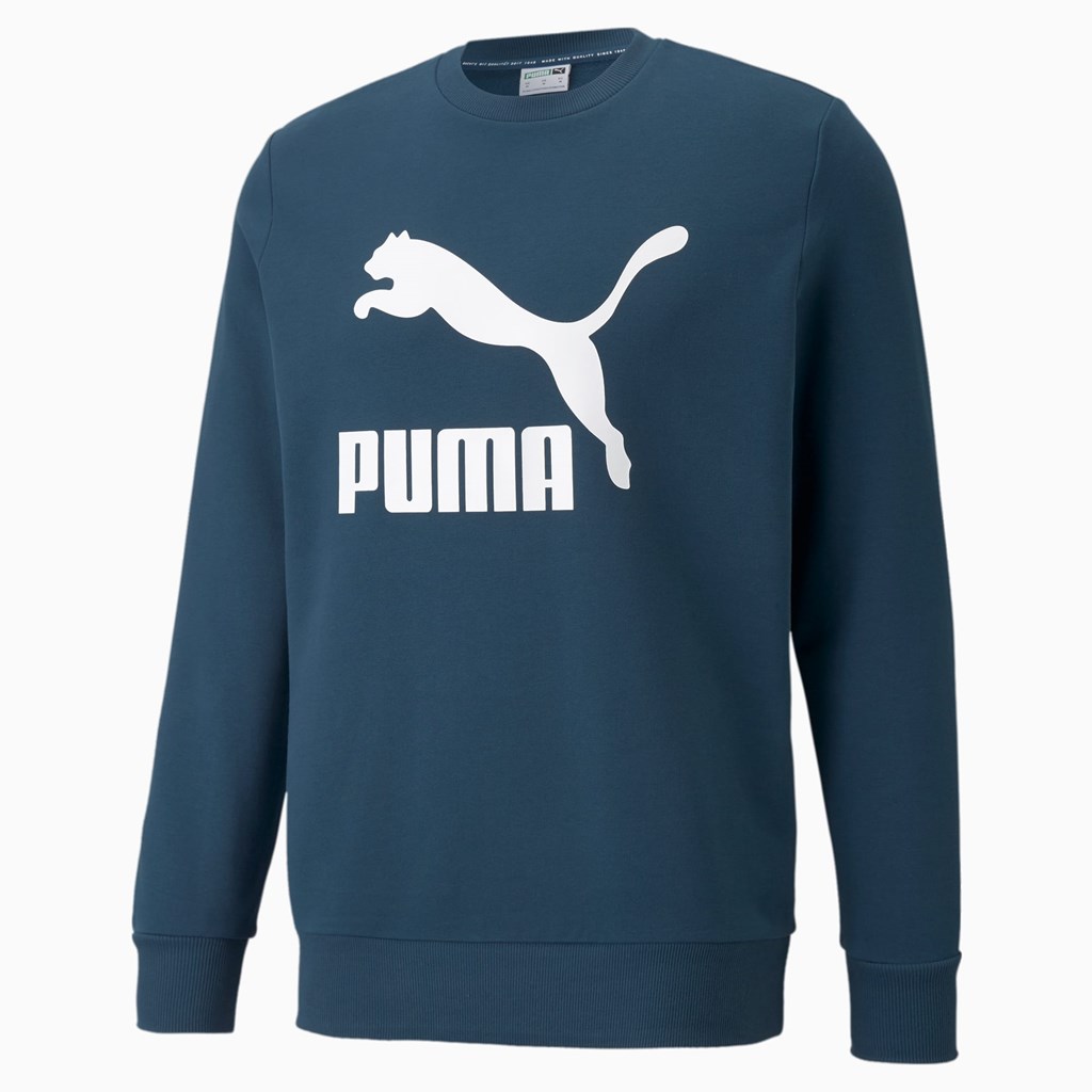 Puma Classics Logo Crew Neck Trøjer Herre Blå Hvide | PK3025197