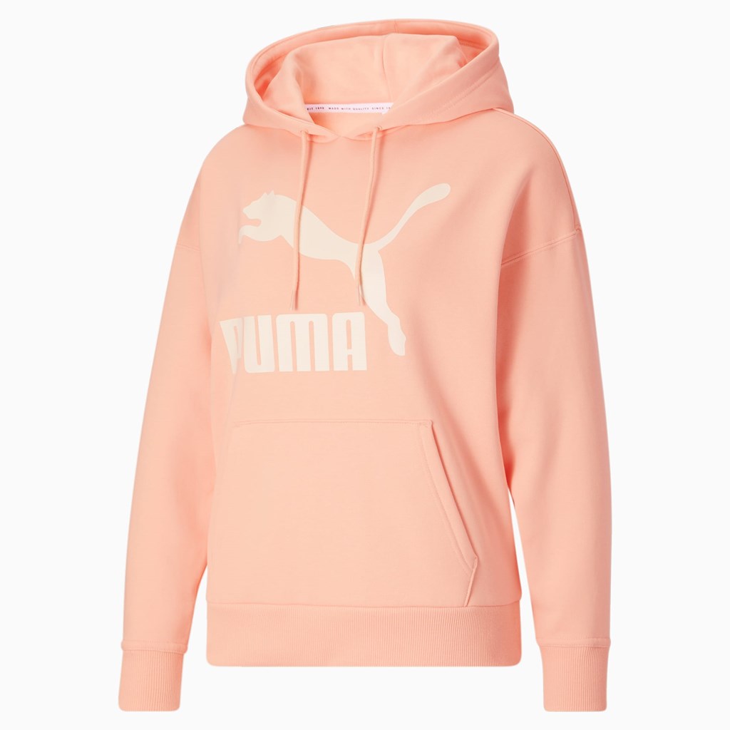 Puma Classics Logo FL Hættetrøje Dame Peach Parfait / Ivory Glow | 179056MIJ