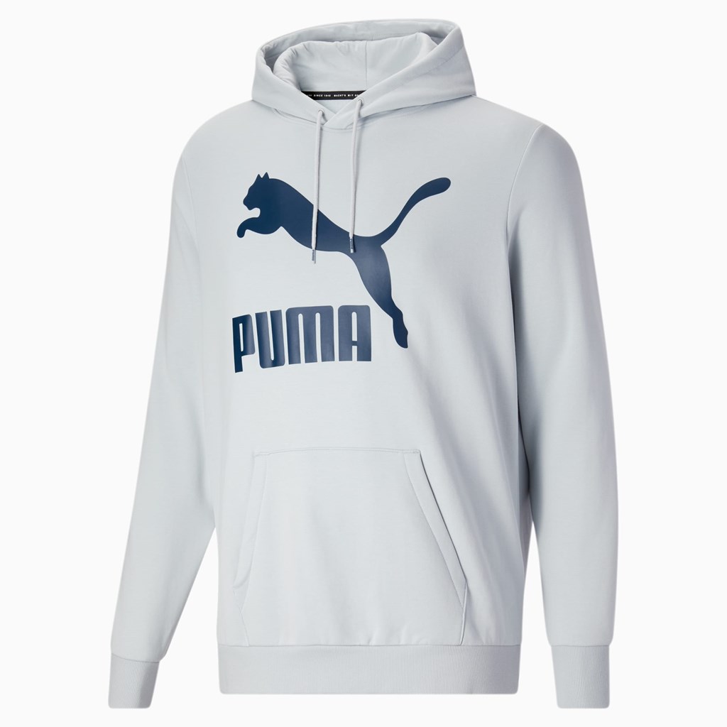 Puma Classics Logo Hoodie FL BT Hættetrøje Herre Blå | 027594KOP