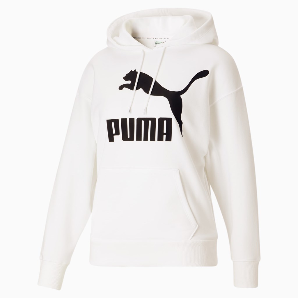 Puma Classics Logo Hættetrøje Dame Hvide Sort | 562918XCU