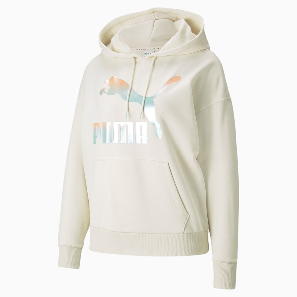 Puma Classics Logo Hættetrøje Dame Ivory Glow / Gloaming | 783042VHM