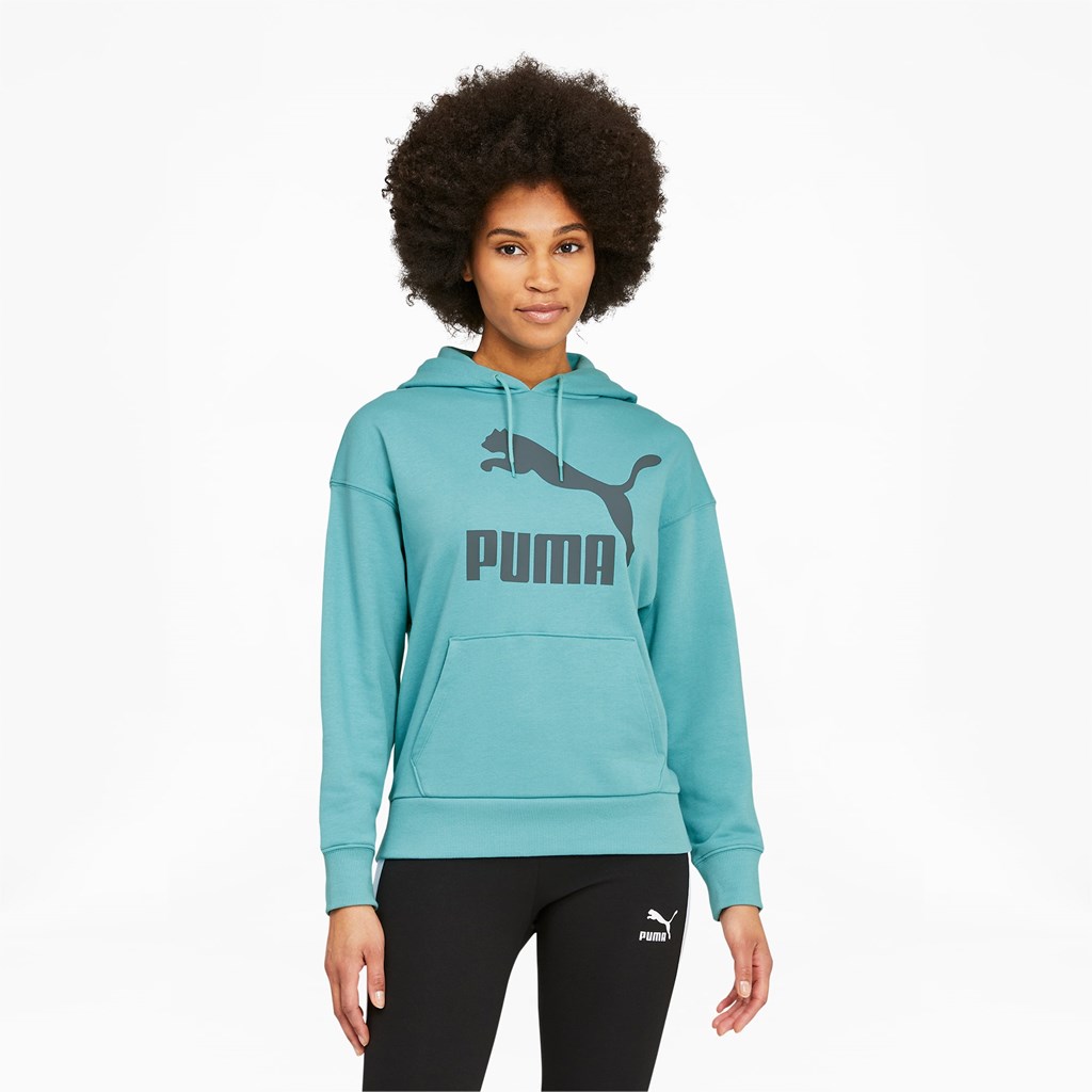 Puma Classics Logo Hættetrøje Dame Porcelain | 150798OAU