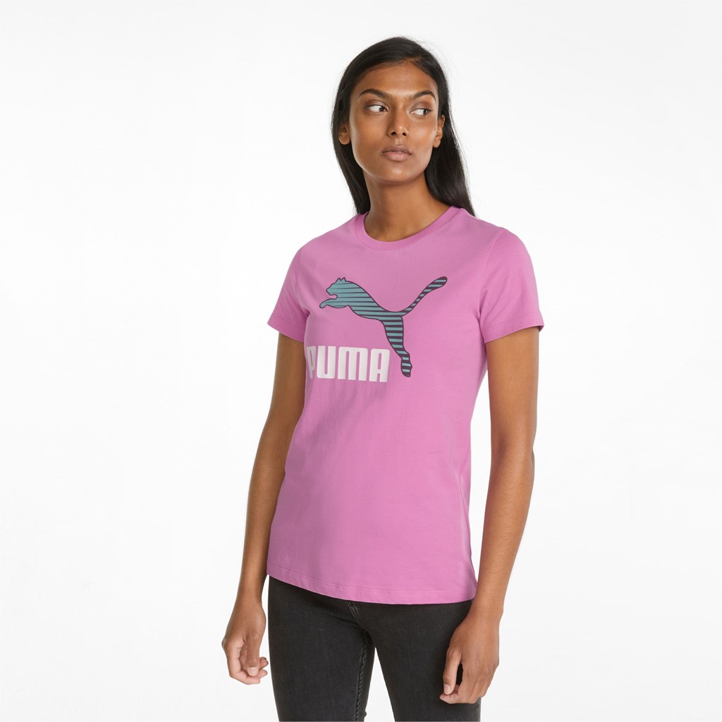 Puma Classics Logo Interest Løbe T-shirt Dame Opera Mauve / SWXP | 683295HQL