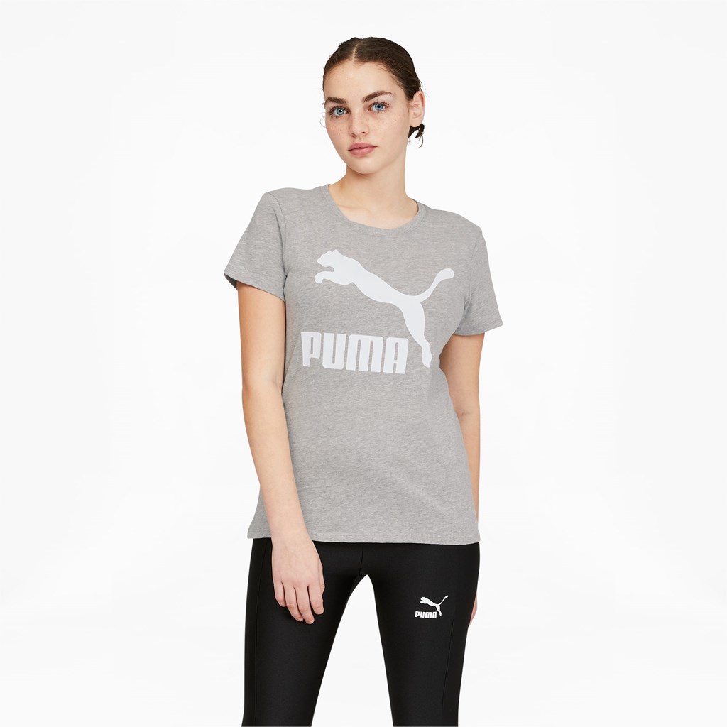 Puma Classics Logo Løbe T-shirt Dame Lysehvide | 603148HET